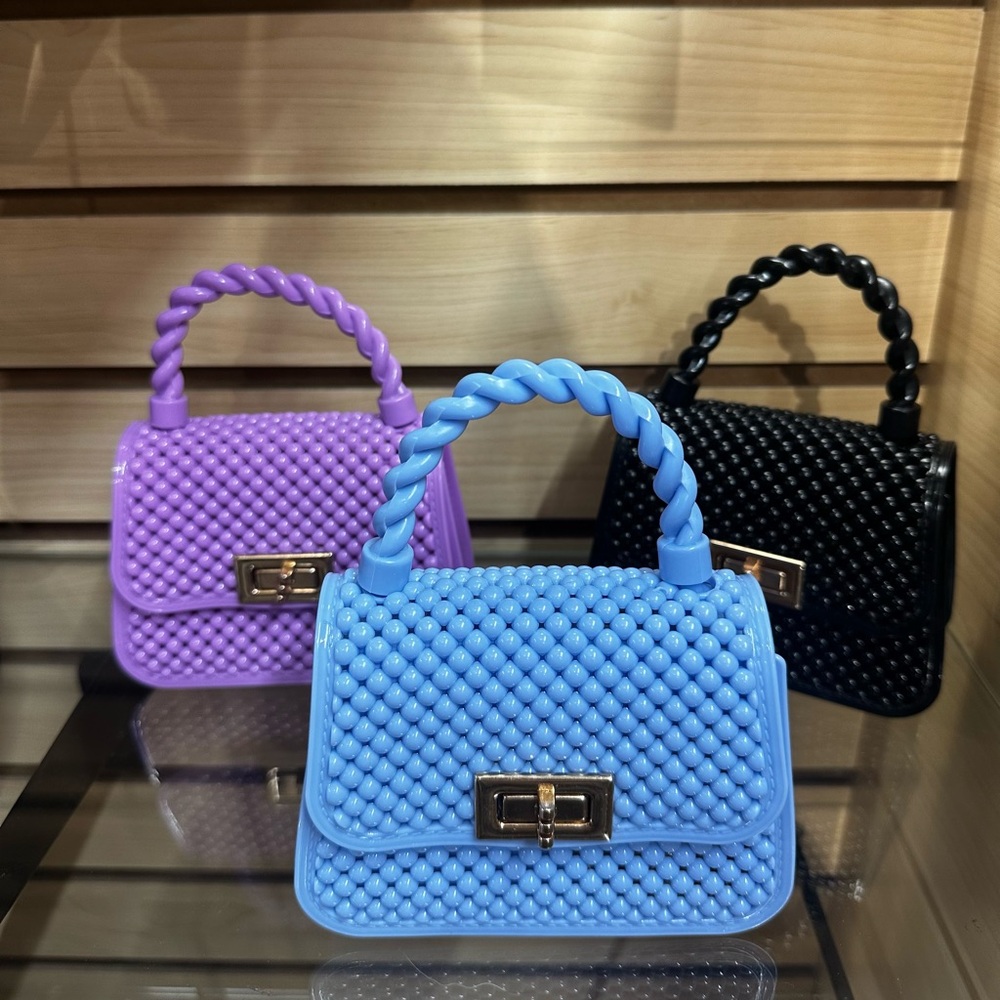 Stylish Women's Handbag Set - Purple, Blue, and Black